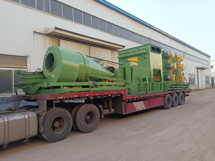 Delivery of dual station suspended chain shot blasting machine