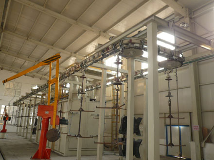 Production and installation of suspended chain shot blasting machine