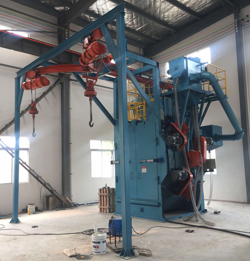 Double hook shot blasting machine